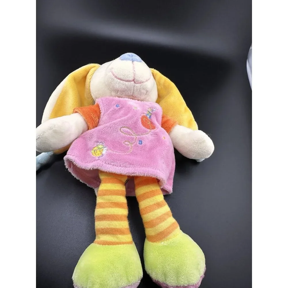 MOTS D'ENFANTS Soft Embroidered Bunny Rabbit Stuffed Animal Plush Made in France